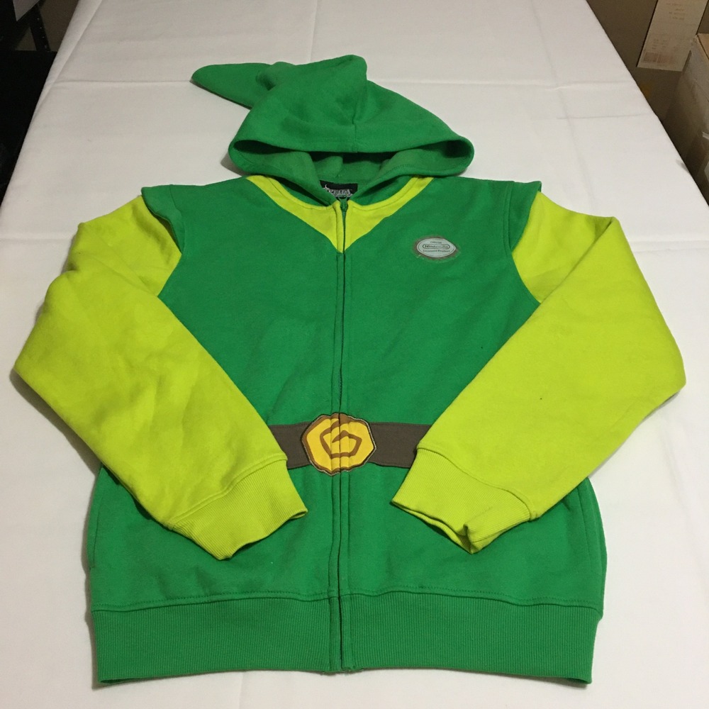 Nintendo Legend of Zelda Windwaker Costume Hoodie Zip Mens Small Green New